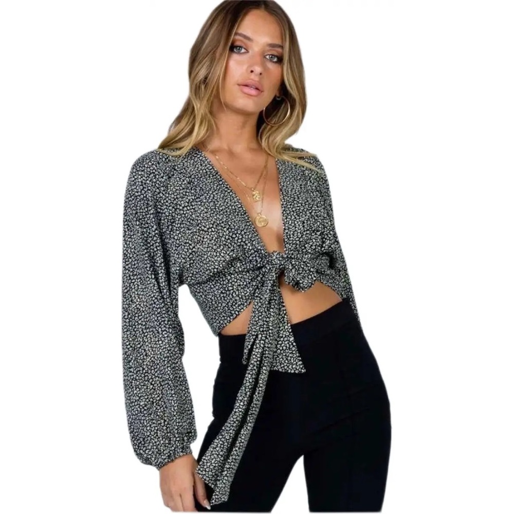Princess Polly Tie Cropped Blouse